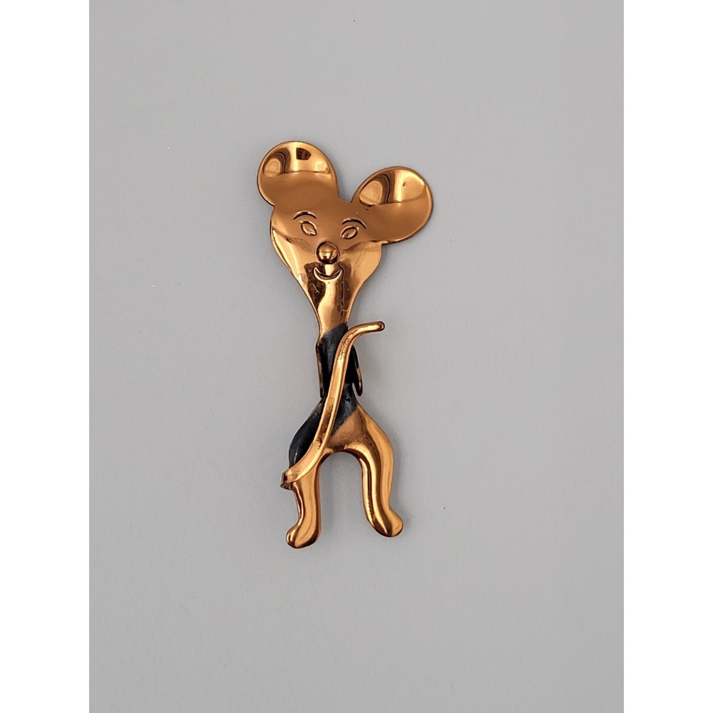 Vintage Mid Century Copper Mouse Jewelry Pin Brooch Unsigned‎